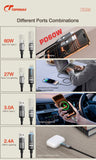 TOPOMAX 60W 4-in-1 Travel Cable TC-318 - USB-C/USB-A to USB-C/Lightning (1.2m/4ft)