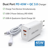TOPOMAX 45W Dual Port Fast Wall Charger | PD 45W & QC 3.0 | Compact Travel Adapter