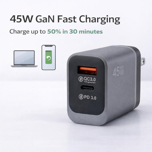 45W PD 3.0 & QC 3.0 Fast Charging Travel Adapter
