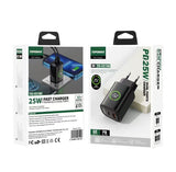 TOPOMAX 25W Dual Ports Fast Charger TTC-F217AC - QC3.0+PD with LED Power Display (EU Plug)