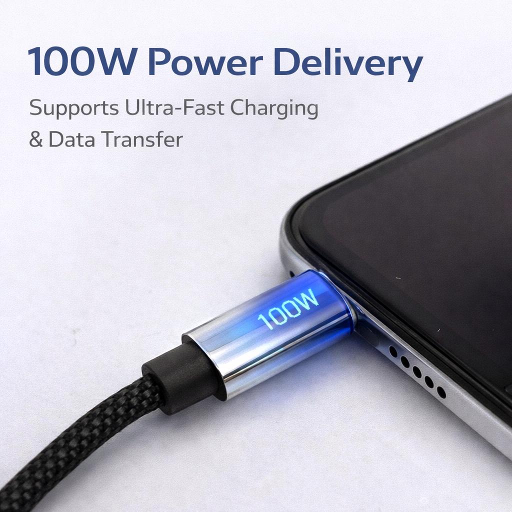 IMENSO 100W Ultra-Fast USB to USB-C Braided Charging Cable
