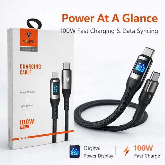 VONK 100W USB-C to USB-C Digital Display Fast Charging Cable