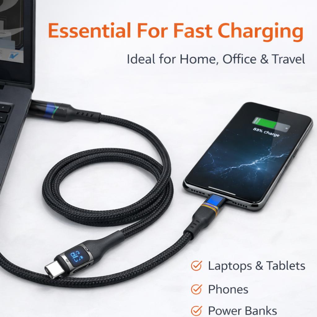 VONK 100W USB-C to USB-C Digital Display Fast Charging Cable