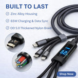 IMENSO 3-in-1 65W Fast Charging Cable with Digital Power Display