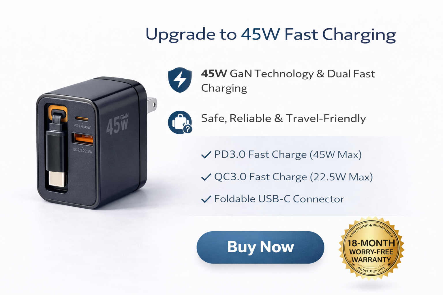 TOPOMAX 45W GaN Dual Port Fast Charger