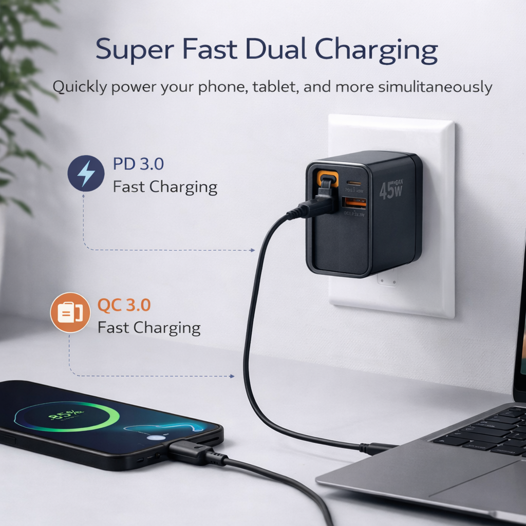 TOPOMAX 45W GaN Dual Port Fast Charger