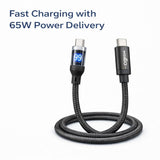 IMENSO 65W Fast Charging USB-C to USB-C Cable with Smart LED Display
