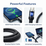 IMENSO 65W Fast Charging USB-C to USB-C Cable with Smart LED Display