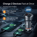 IMENSO 38W Dual Port Fast Car Charger (USB-C PD & USB-A QC 3.0)