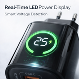 TOPOMAX 25W Dual Ports Fast Charger TTC-F217AC - QC3.0+PD with LED Power Display (EU Plug)
