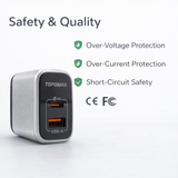 TOPOMAX GaN 25W Mini Quick Charger TTC-F209AC - PD+QC3.0 Dual Port US Plug (Silver/Grey)