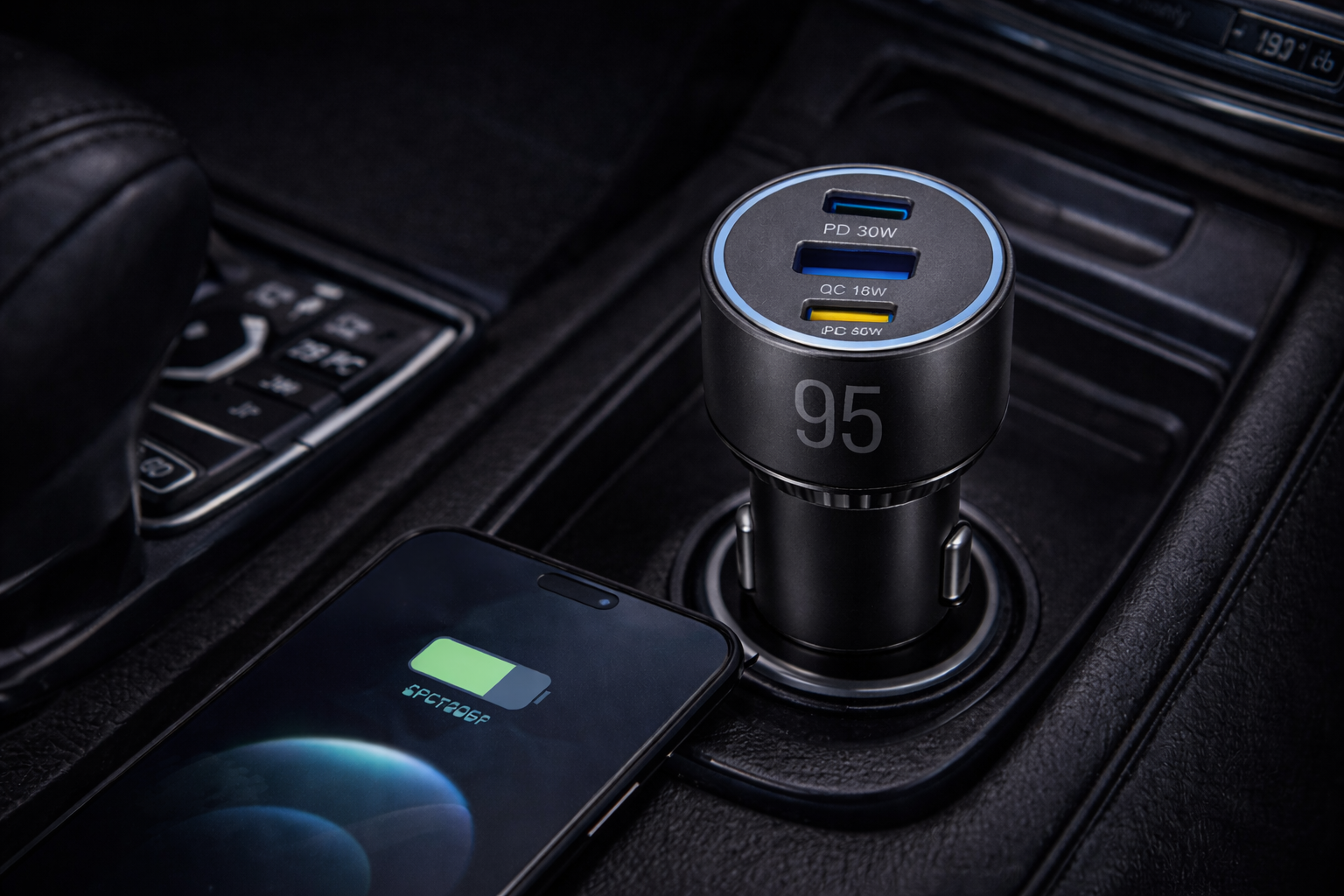 VONK 95W Triple Port Fast Car Charger