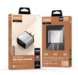 TOPOMAX GaN 25W Mini Quick Charger TTC-F209AC - PD+QC3.0 Dual Port US Plug (Silver/Grey)