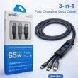 IMENSO 3-in-1 65W Fast Charging Cable with Digital Power Display