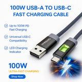 IMENSO 100W USB-A to USB-C Fast Charging Data Cable with Smart LED Indicator