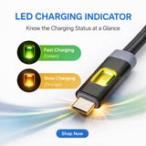 IMENSO 100W USB-A to USB-C Fast Charging Data Cable with Smart LED Indicator