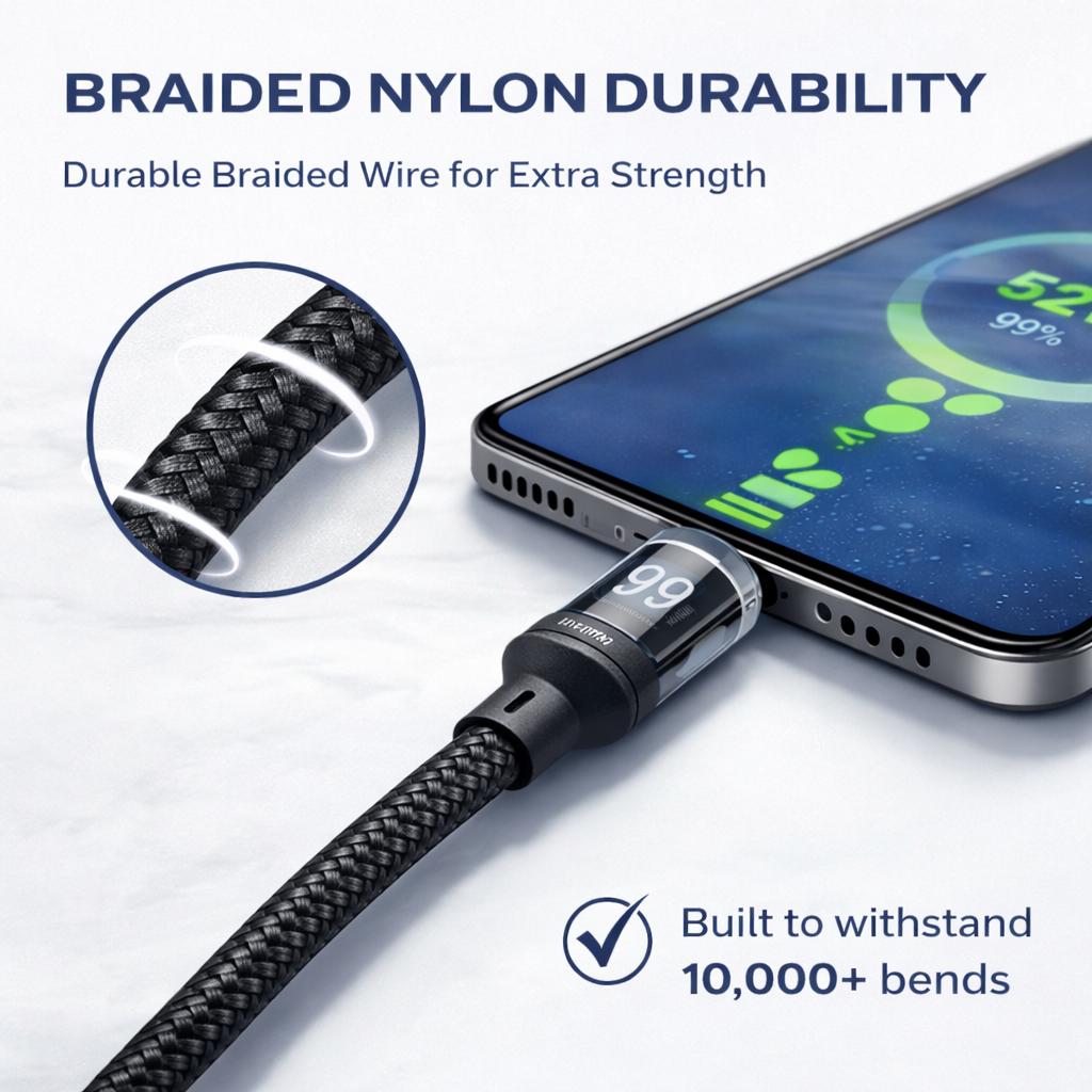 IMENSO 65W Fast Charging USB-C to USB-C Cable with Smart LED Display