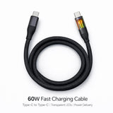 VONK V-74 | 60W USB-C to USB-C Intelligent LED Fast Charging Cable