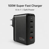100W GaN 4-Port Super Fast Wall Charger – Universal Travel Power Adapter