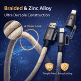 IMENSO 65W 4-in-1 Multi-Connector Braided Fast Charging & Data Cable