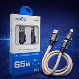 IMENSO 65W 4-in-1 Multi-Connector Braided Fast Charging & Data Cable