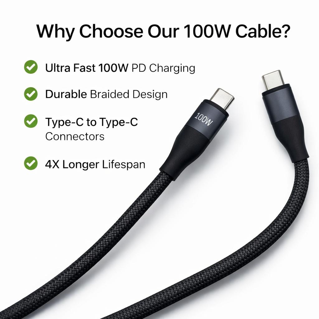 VONK CD 6.0 100W USB-C to USB-C Ultra-Fast Charging & Data Cable