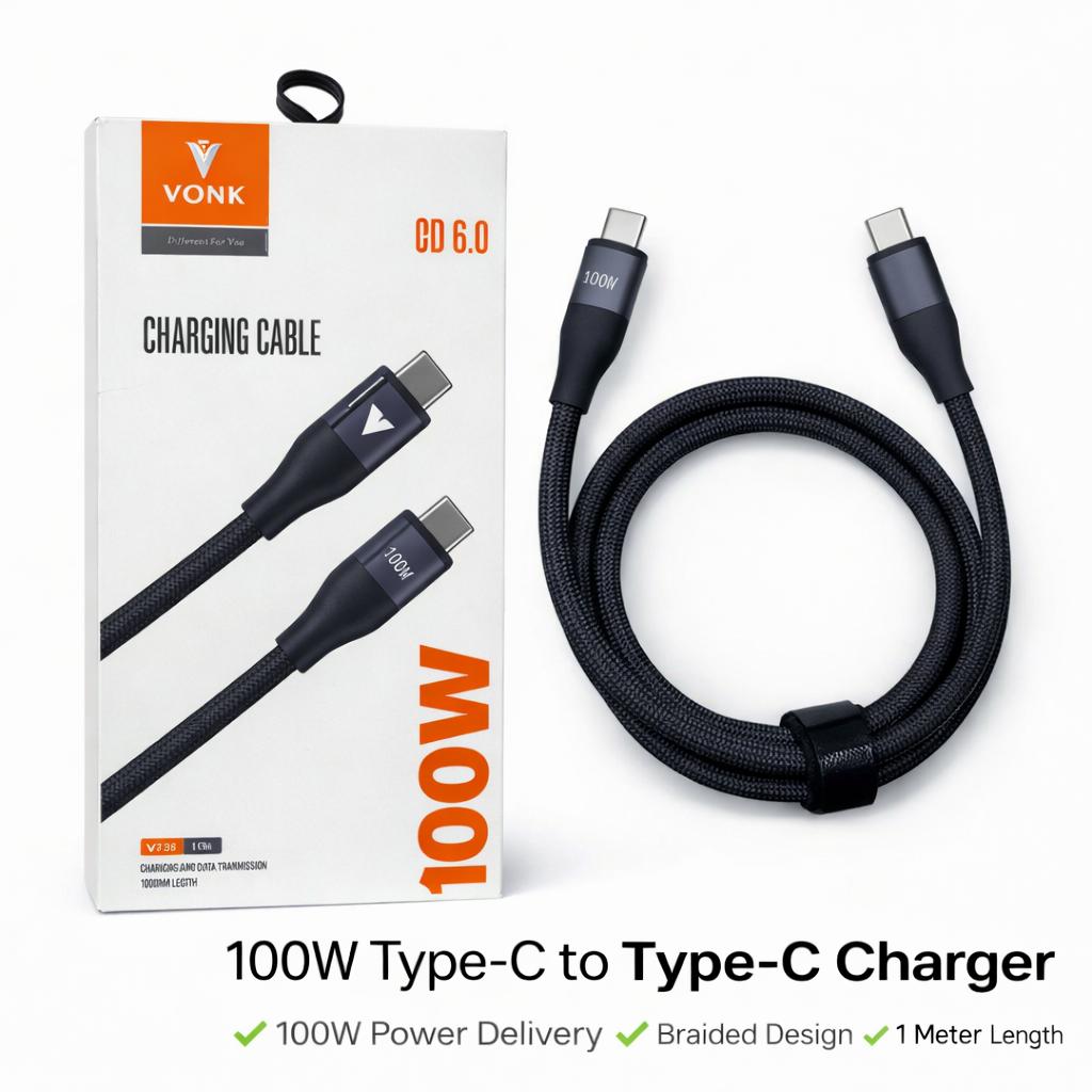 VONK CD 6.0 100W USB-C to USB-C Ultra-Fast Charging & Data Cable