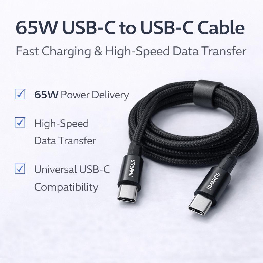 IMENSO 65W 4-in-1 Multi-Connector Braided Fast Charging & Data Cable