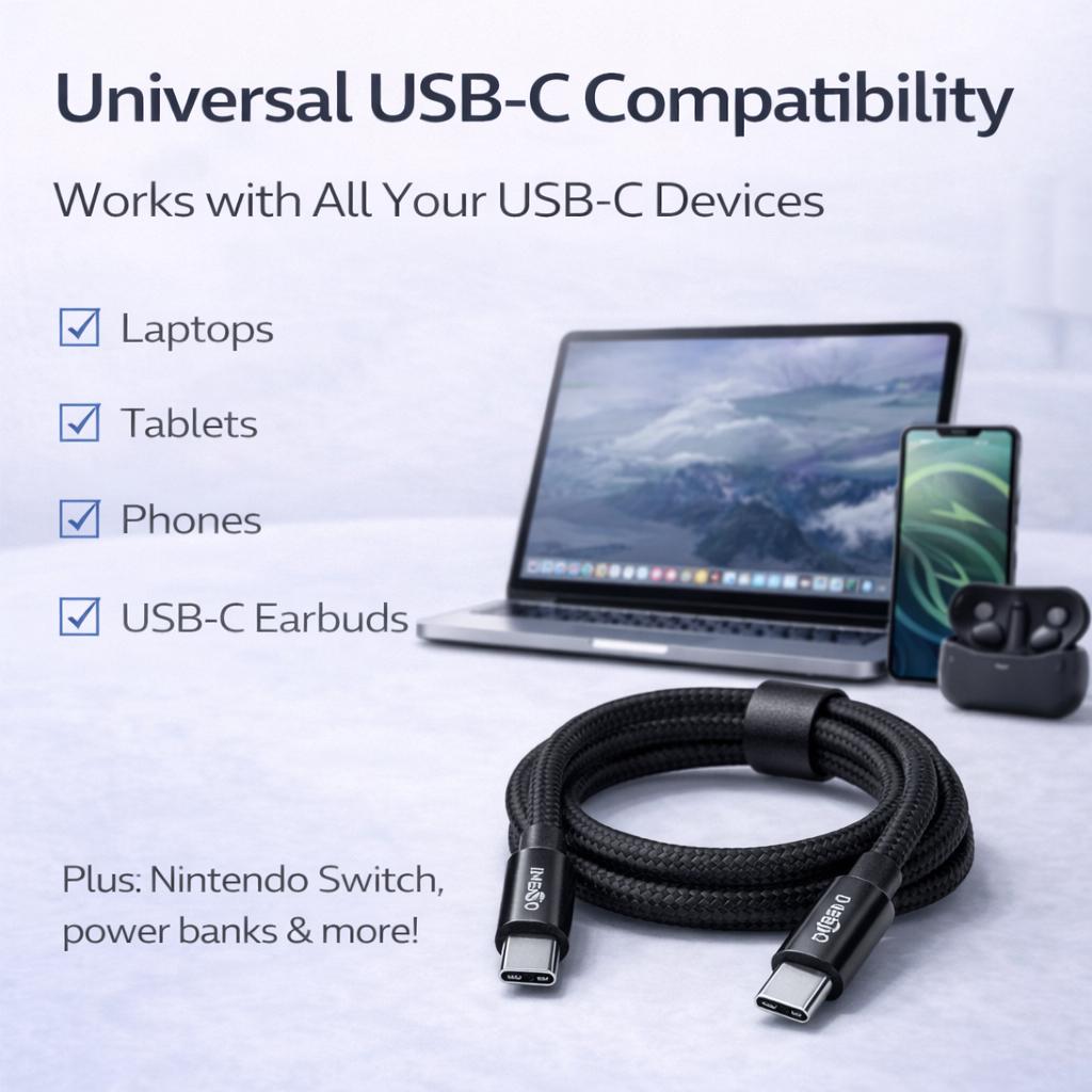 IMENSO 65W 4-in-1 Multi-Connector Braided Fast Charging & Data Cable