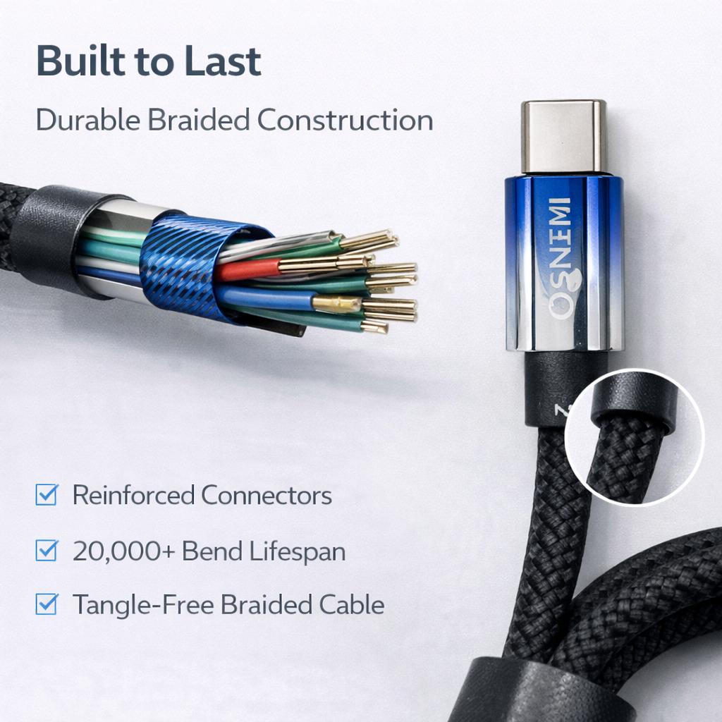 IMENSO 65W 4-in-1 Zinc Alloy Braided Multi-Connector Cable