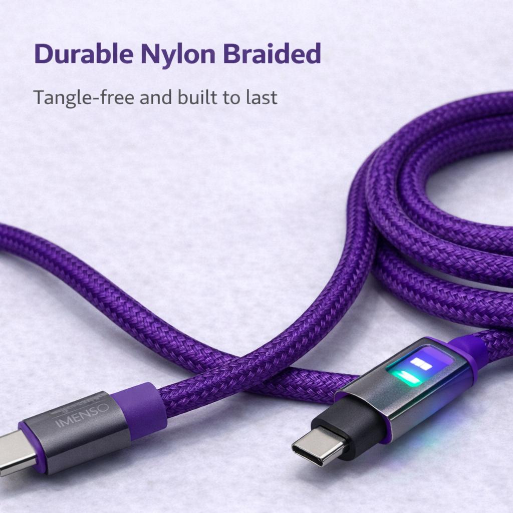 IMENSO 65W High-Speed USB-C to USB-C Braided Data Cable