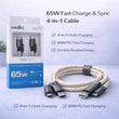 IMENSO 65W 4-in-1 Multi-Connector Braided Fast Charging & Data Cable