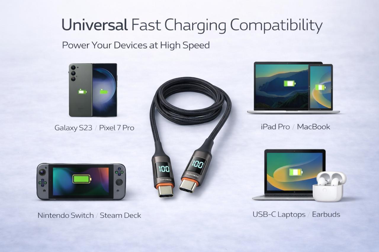 TOPOMAX 100W USB-C to USB-C Super Fast Charging Cable
