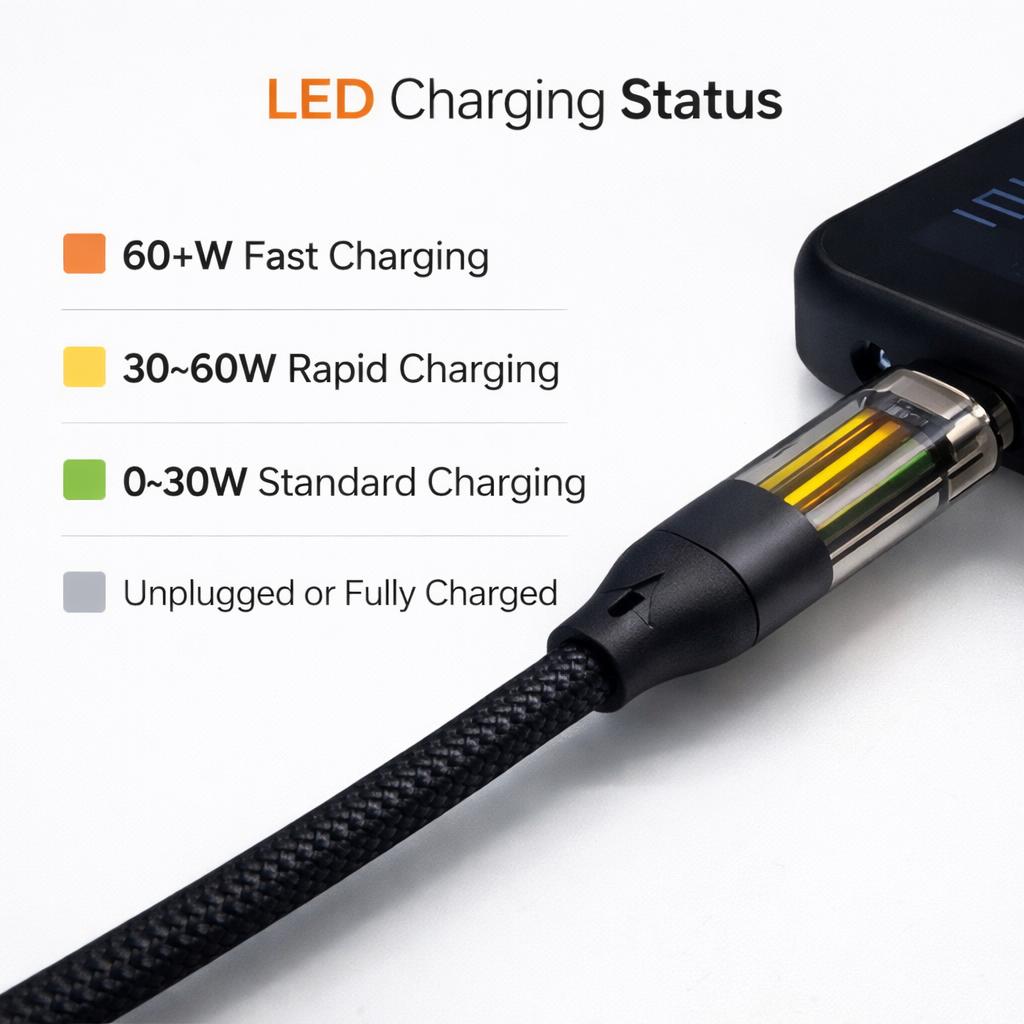 VONK V-74 | 60W USB-C to USB-C Intelligent LED Fast Charging Cable