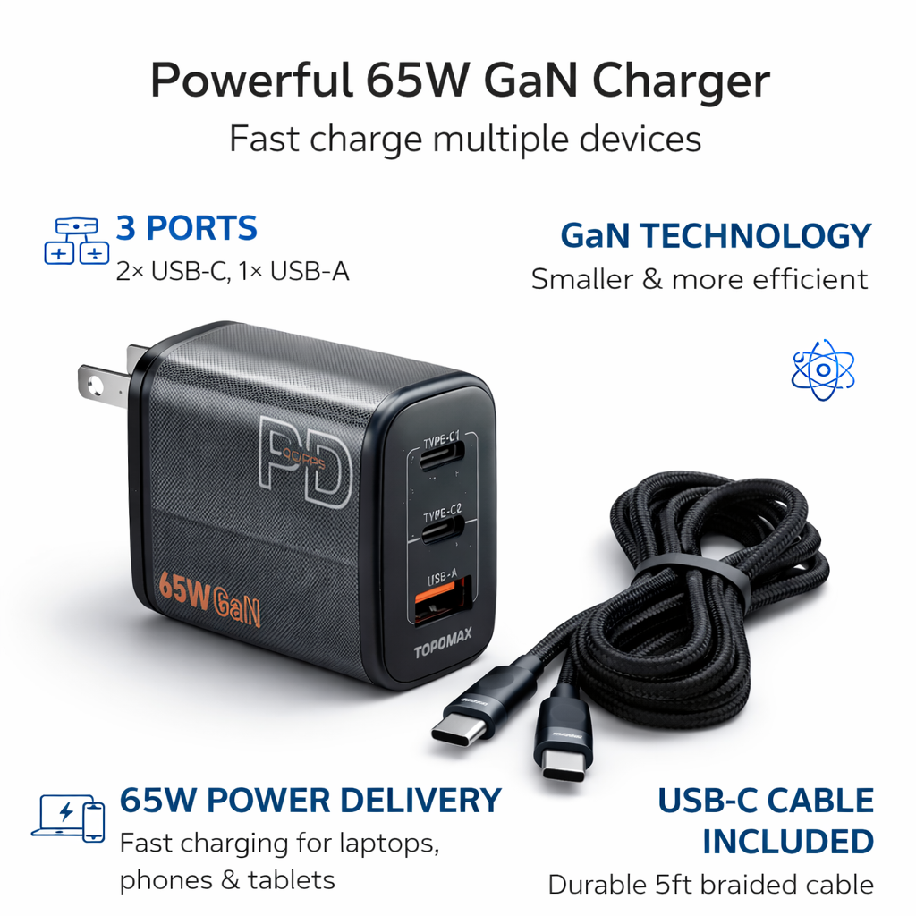 TOPOMAX 65W GaN Wall Charger