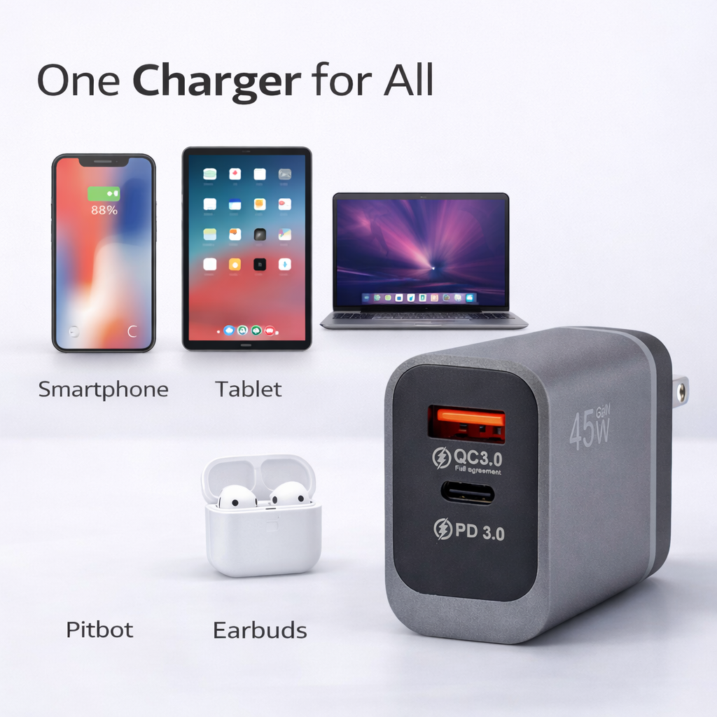 45W PD 3.0 & QC 3.0 Fast Charging Travel Adapter
