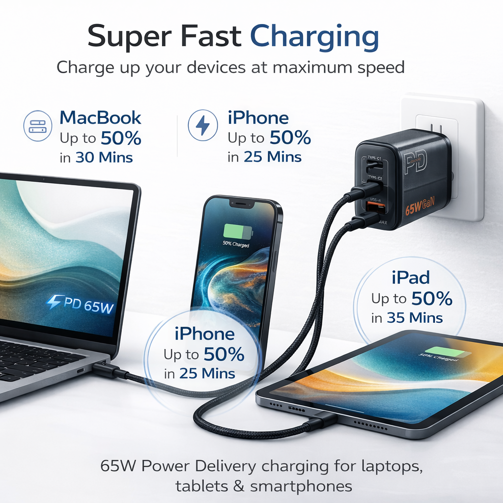 TOPOMAX 65W GaN Wall Charger