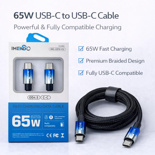 IMENSO 65W 4-in-1 Zinc Alloy Braided Multi-Connector Cable