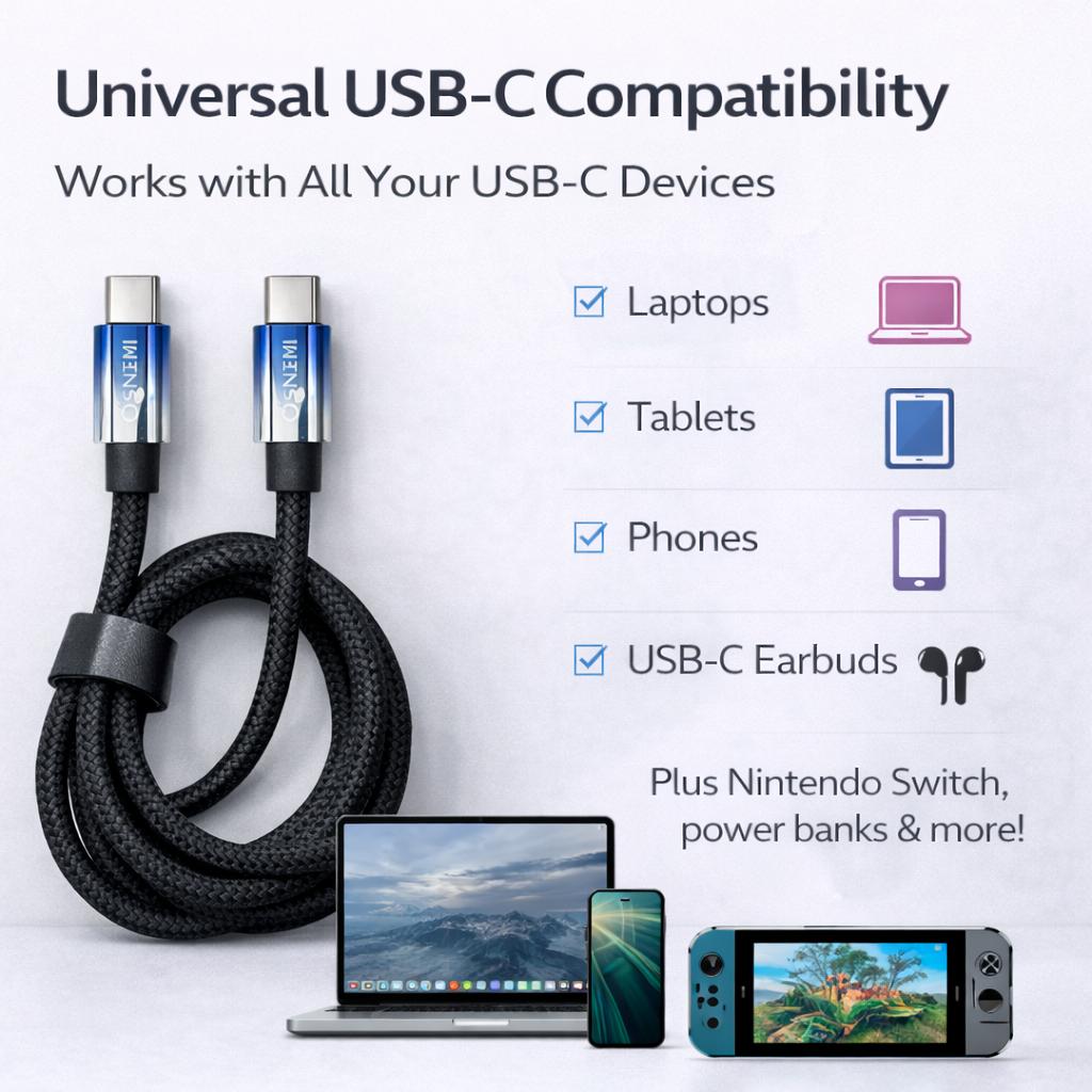 IMENSO 65W 4-in-1 Zinc Alloy Braided Multi-Connector Cable