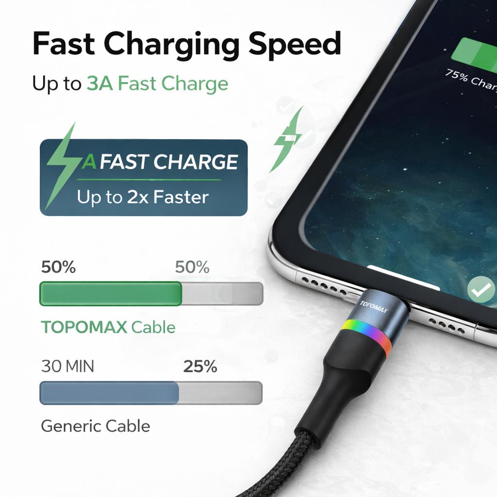 TOPOMAX USB to Lightning Fast Charging Cable