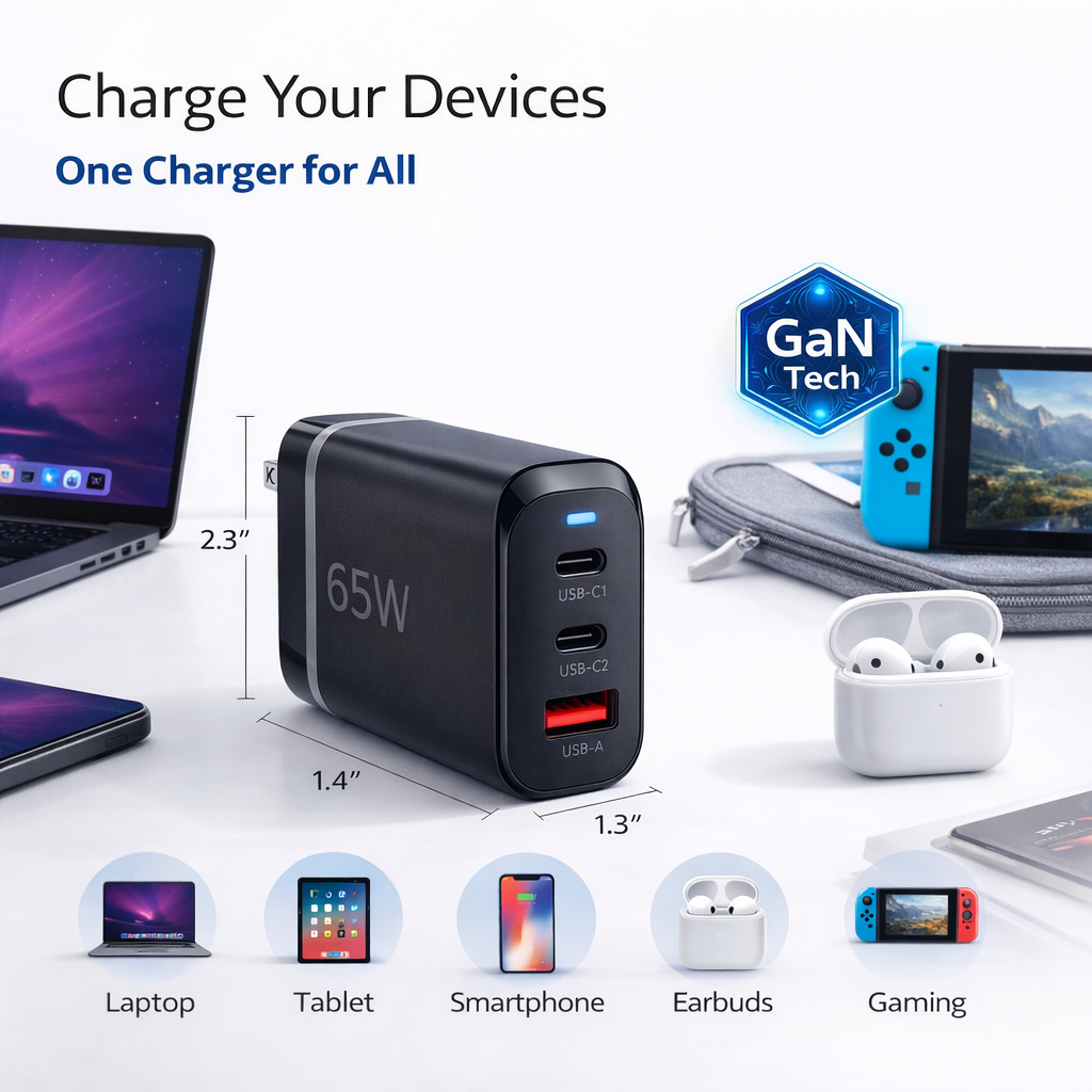 TOPOMAX 65W GaN High-Power Fast Wall Charger