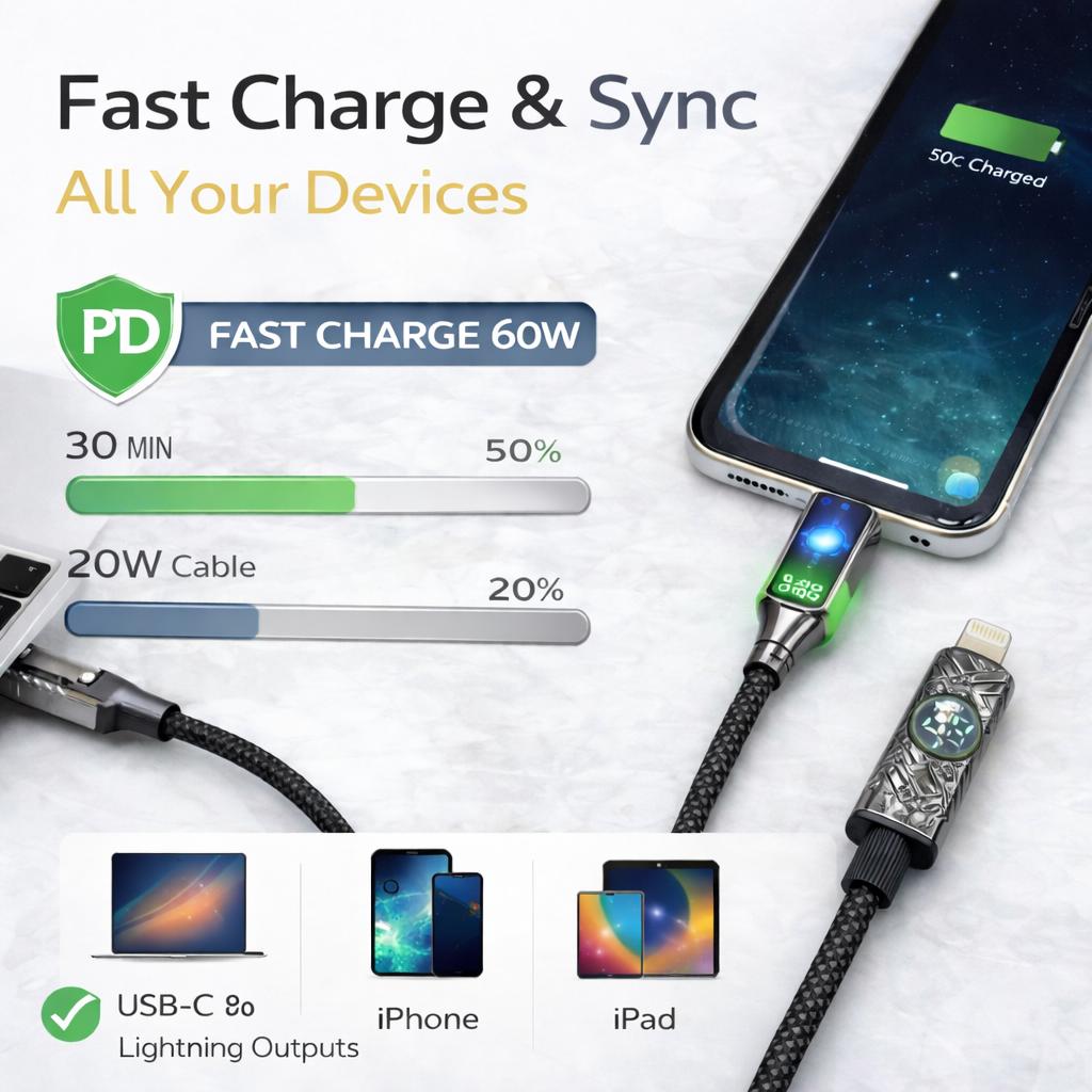 60W PD Fast Charging Braided Cable Set