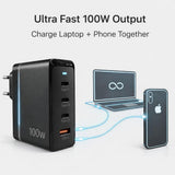 100W GaN 4-Port Super Fast Wall Charger – Universal Travel Power Adapter
