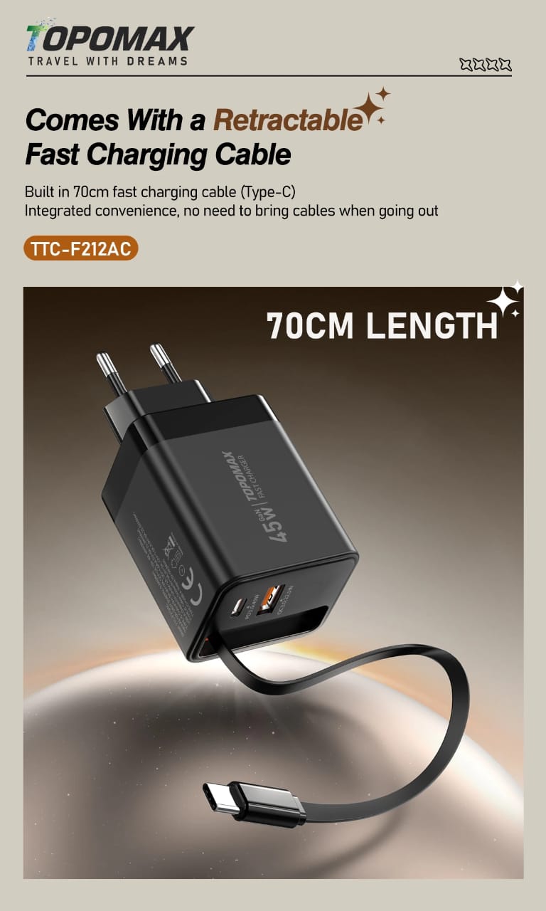 TOPOMAX 45W GaN Dual Port Fast Charger